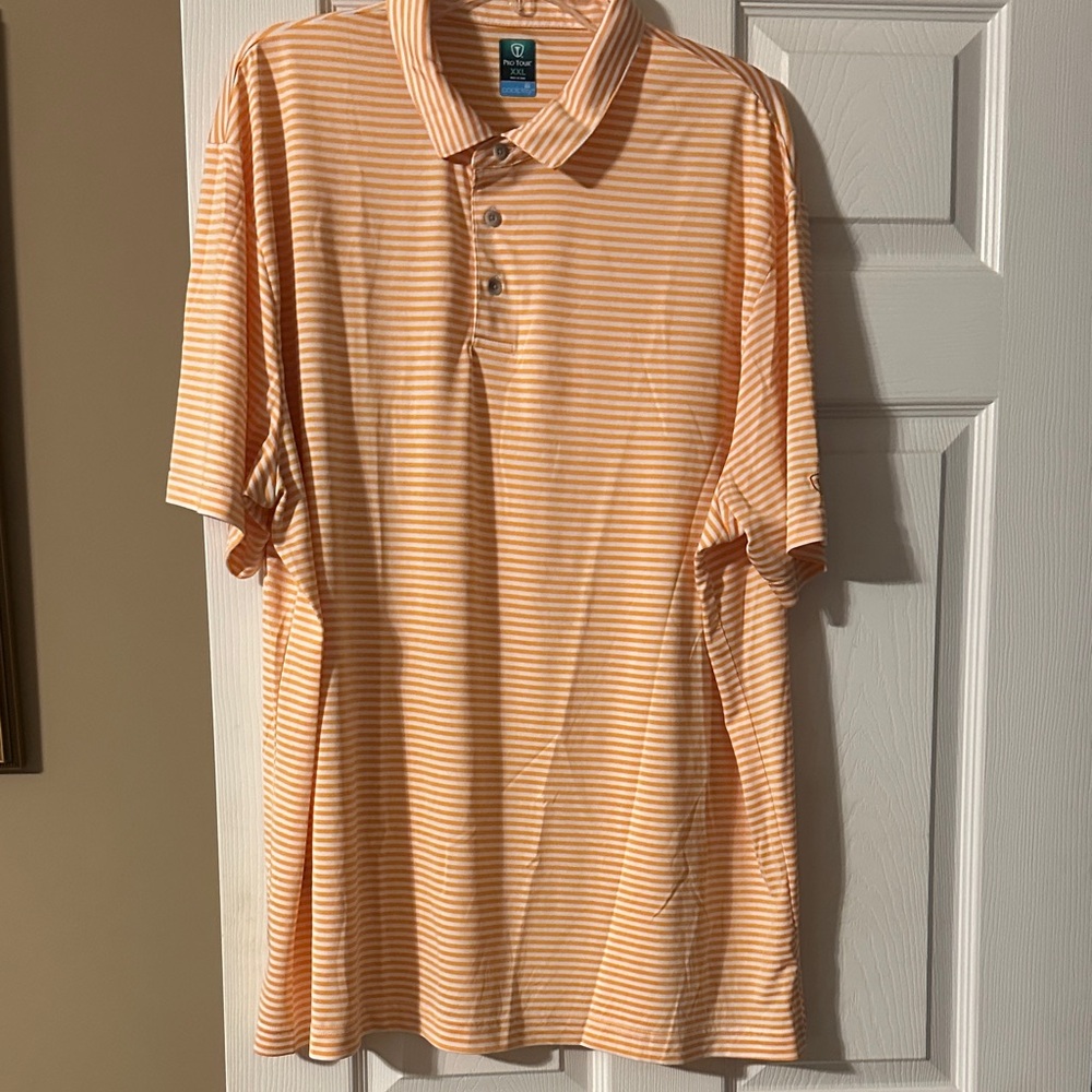 Pro Tour Striped Orange Polo Shirt Size: XXL